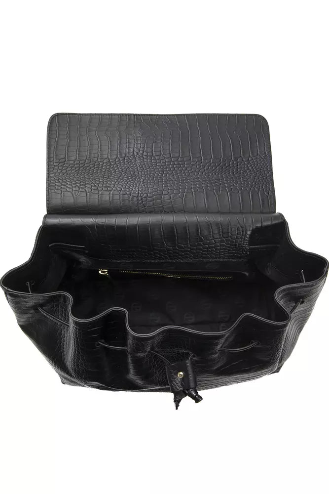 Pompei Donatella Black Leather Women Handbag Pompei Donatella