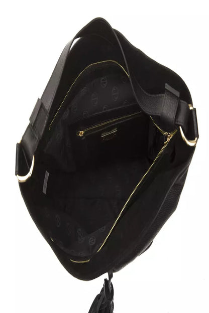 Pompei Donatella Black Leather Women Shoulder Bag Pompei Donatella