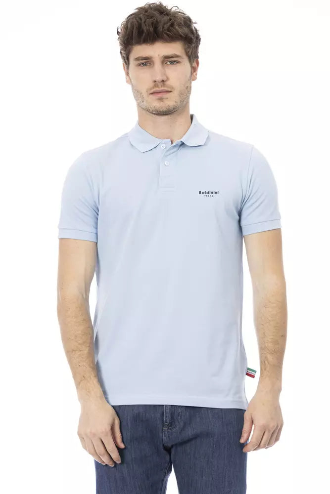 Baldinini Trend Light Blue Cotton Men Polo Baldinini Trend