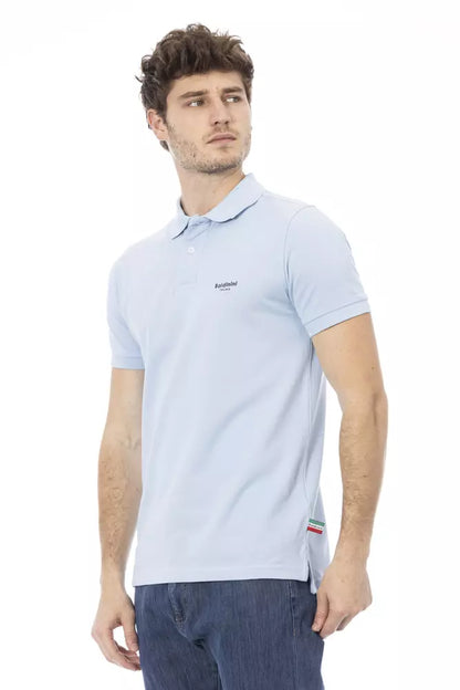 Baldinini Trend Light Blue Cotton Men Polo Baldinini Trend