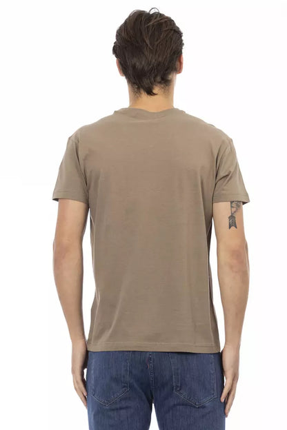 Trussardi Action Brown Cotton Men V-Neck T-Shirt Trussardi Action