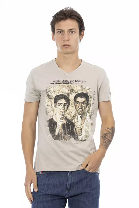 Trussardi Action Beige Cotton Men T-Shirt Trussardi Action