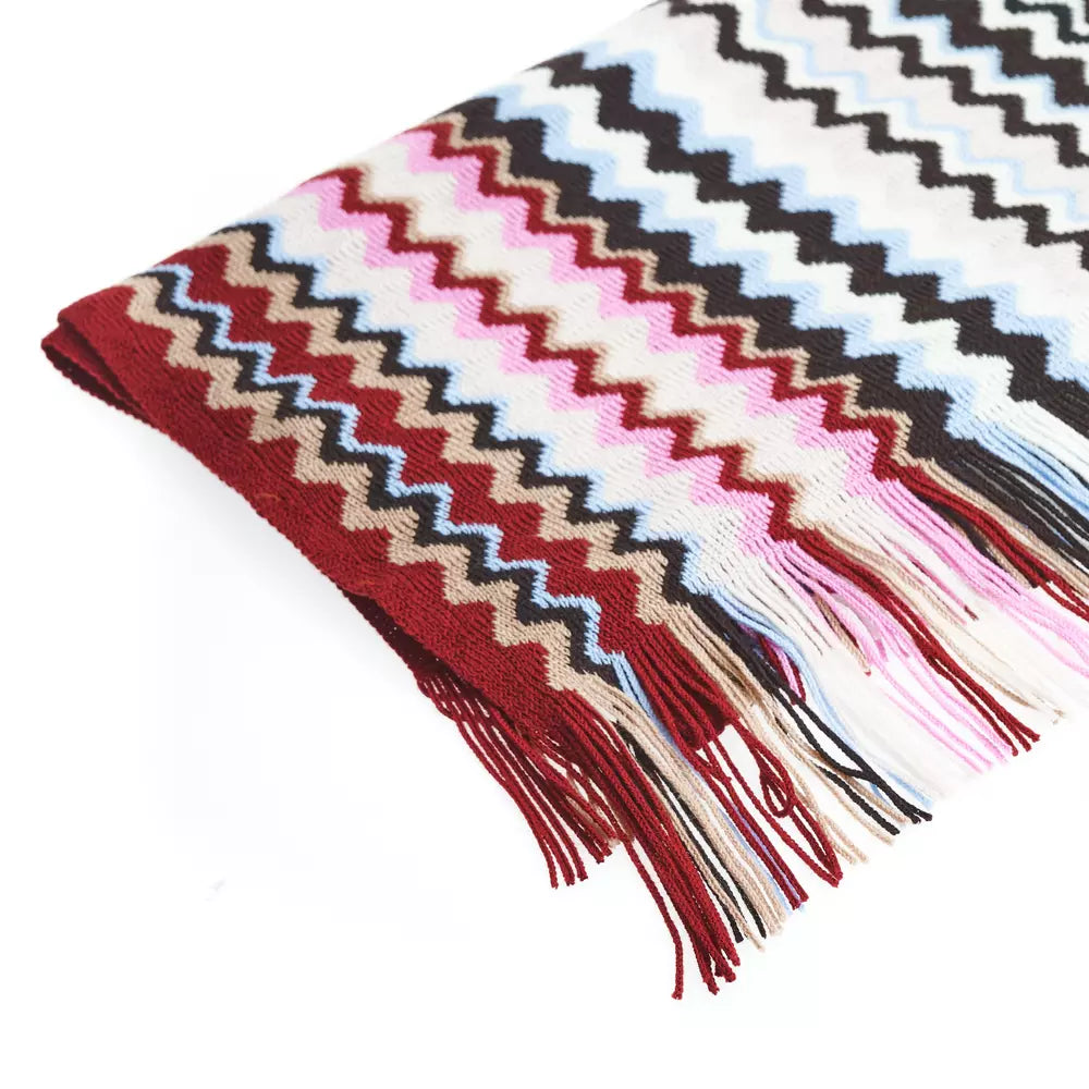 Missoni Geometric Pattern Fringed Scarf in Vibrant Tones