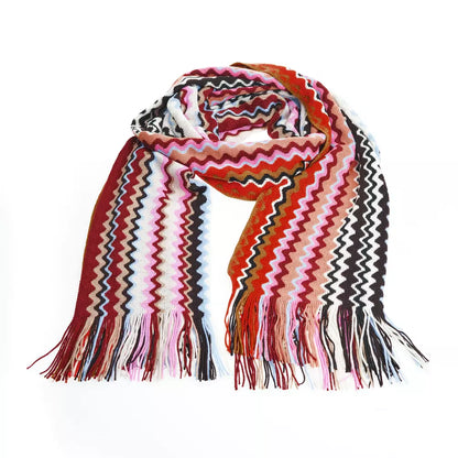 Missoni Geometric Pattern Fringed Scarf in Vibrant Tones Missoni