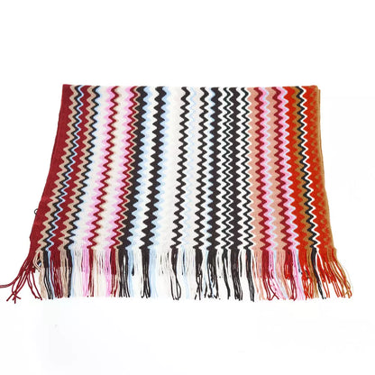 Missoni Geometric Pattern Fringed Scarf in Vibrant Tones Missoni