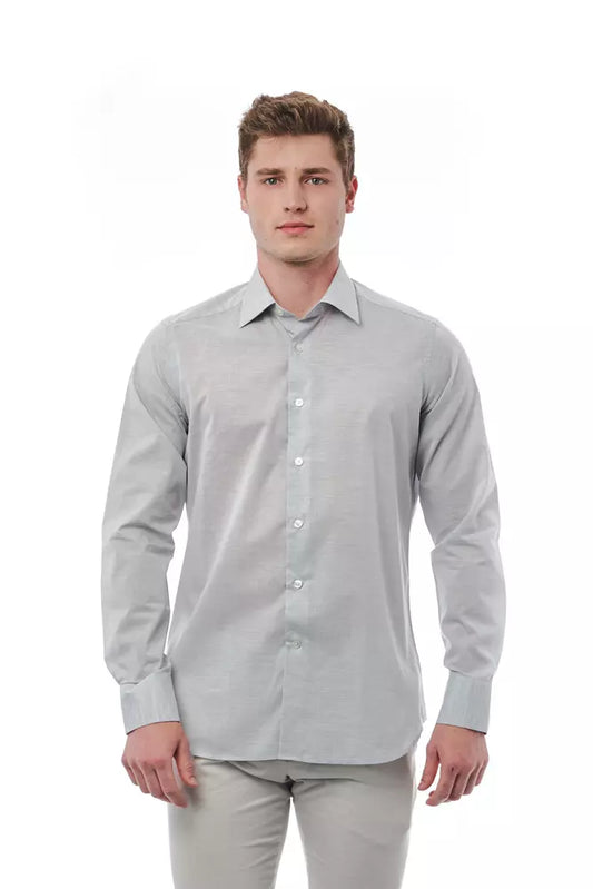 Bagutta Gray Cotton Men Shirt Bagutta