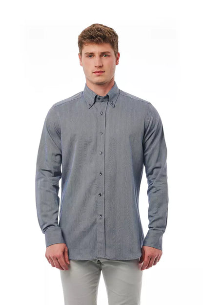 Bagutta Blue Cotton Men Shirt Bagutta