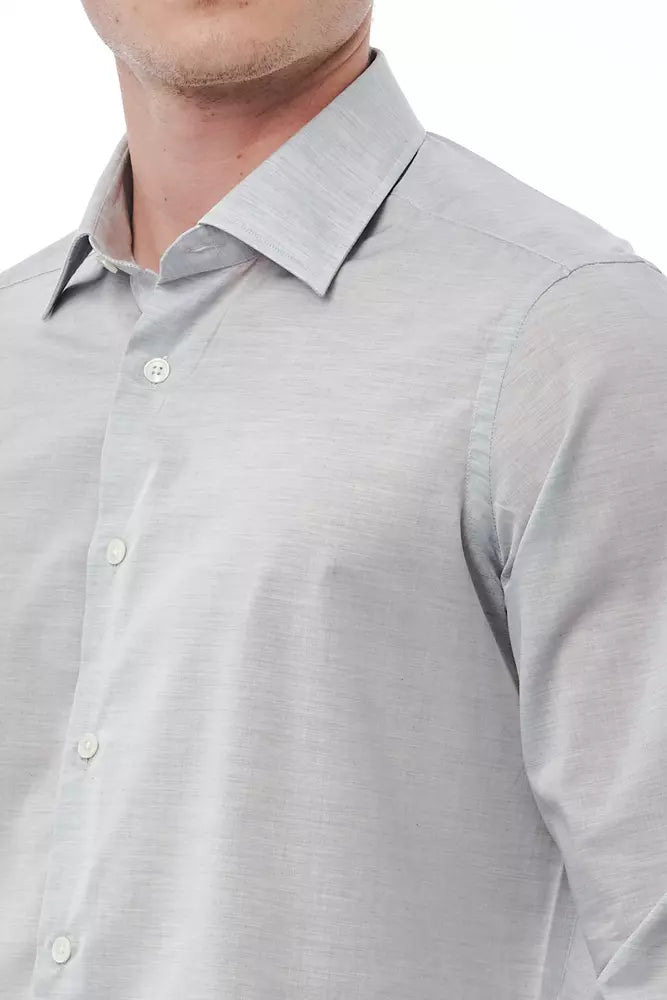 Bagutta Gray Cotton Men Shirt Bagutta