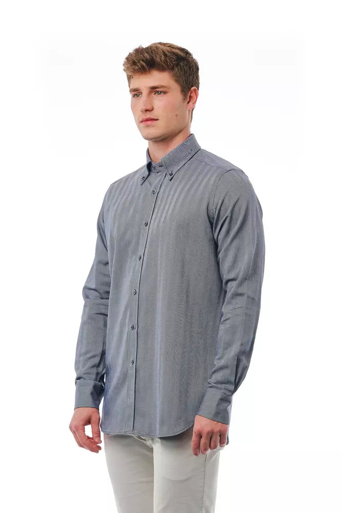 Bagutta Blue Cotton Men Shirt Bagutta