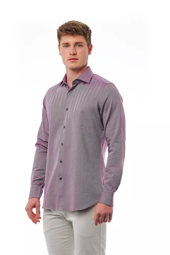 Bagutta Burgundy Cotton Men Shirt Bagutta