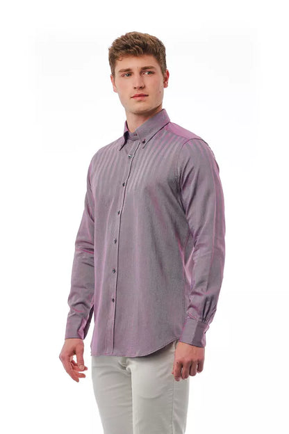 Bagutta Burgundy Cotton Men Shirt Bagutta