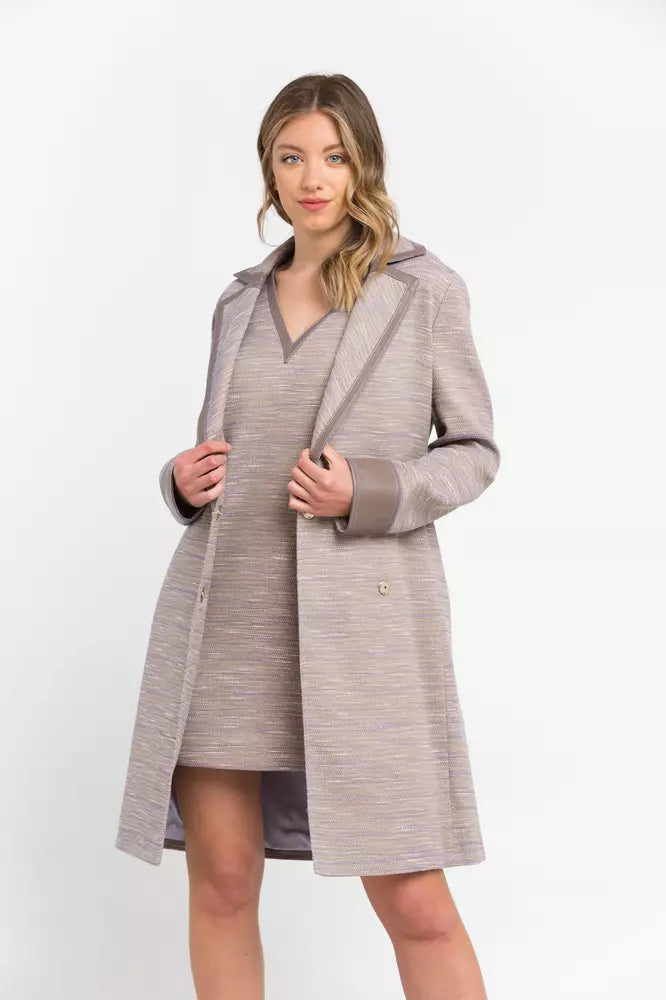 Trussardi Beige Cotton Women Coat Trussardi