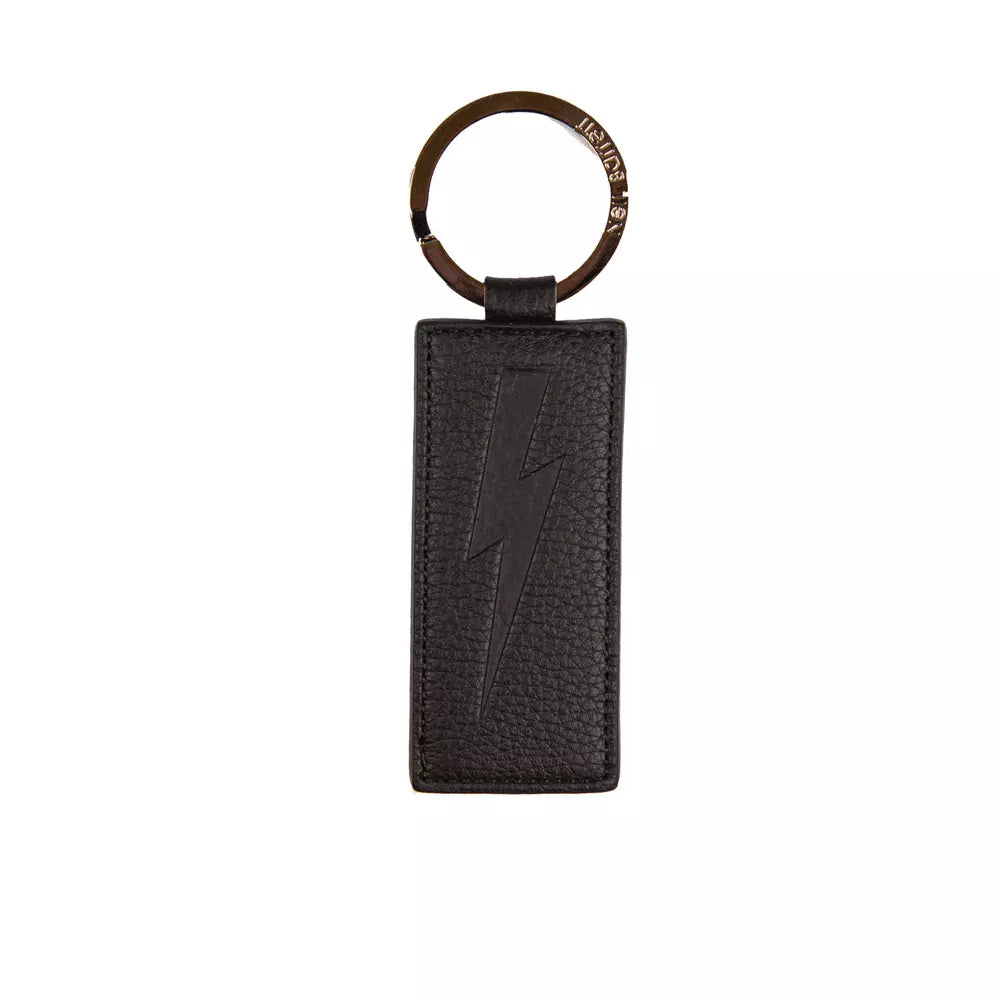 Neil Barrett Black Leather Men Keychain Neil Barrett