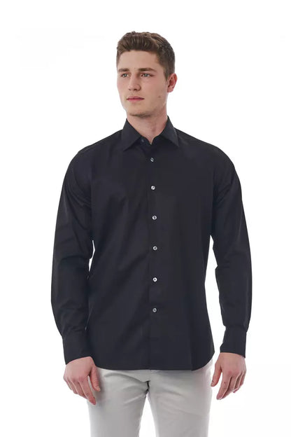 Bagutta Black Cotton Men Shirt Bagutta