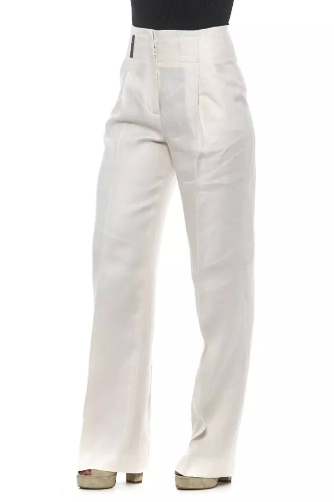 Peserico Elegant High-Waisted Flax Palazzo Pants Peserico