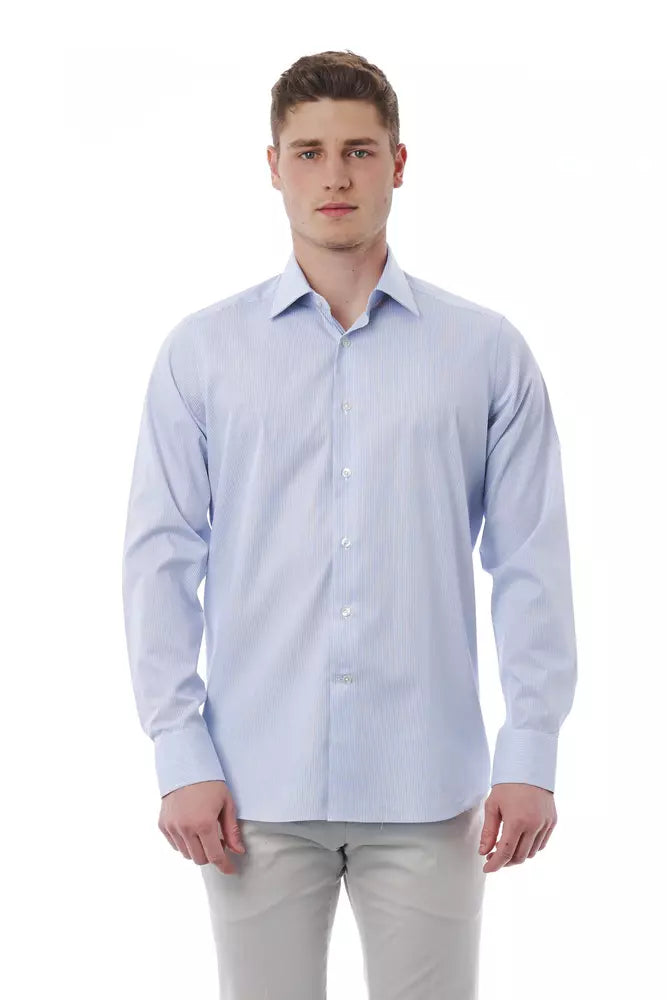 Bagutta Light Blue Cotton Men Shirt Bagutta