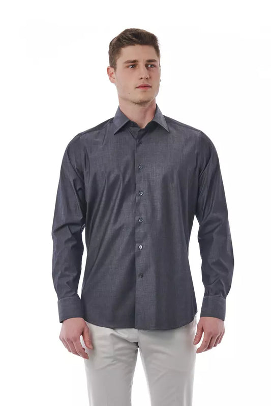 Bagutta Gray Cotton Men Shirt Bagutta