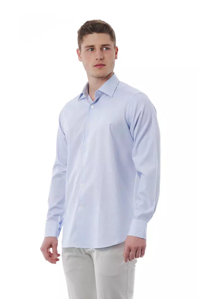 Bagutta Light Blue Cotton Men Shirt Bagutta