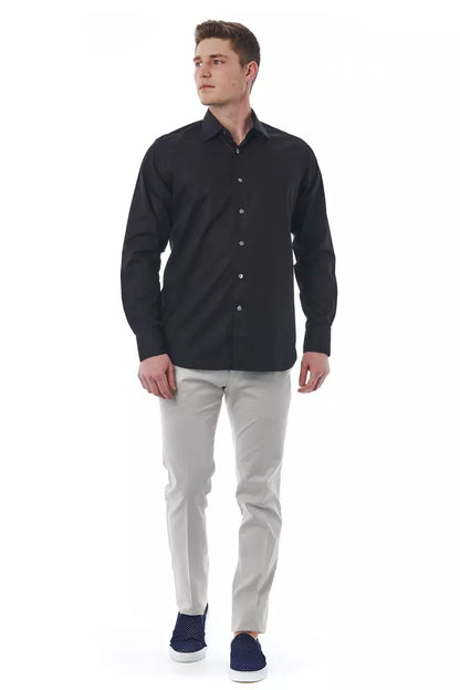 Bagutta Black Cotton Men Shirt Bagutta