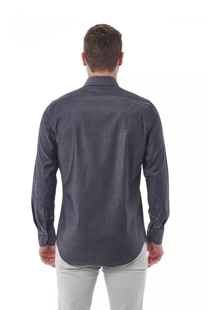 Bagutta Gray Cotton Men Shirt Bagutta