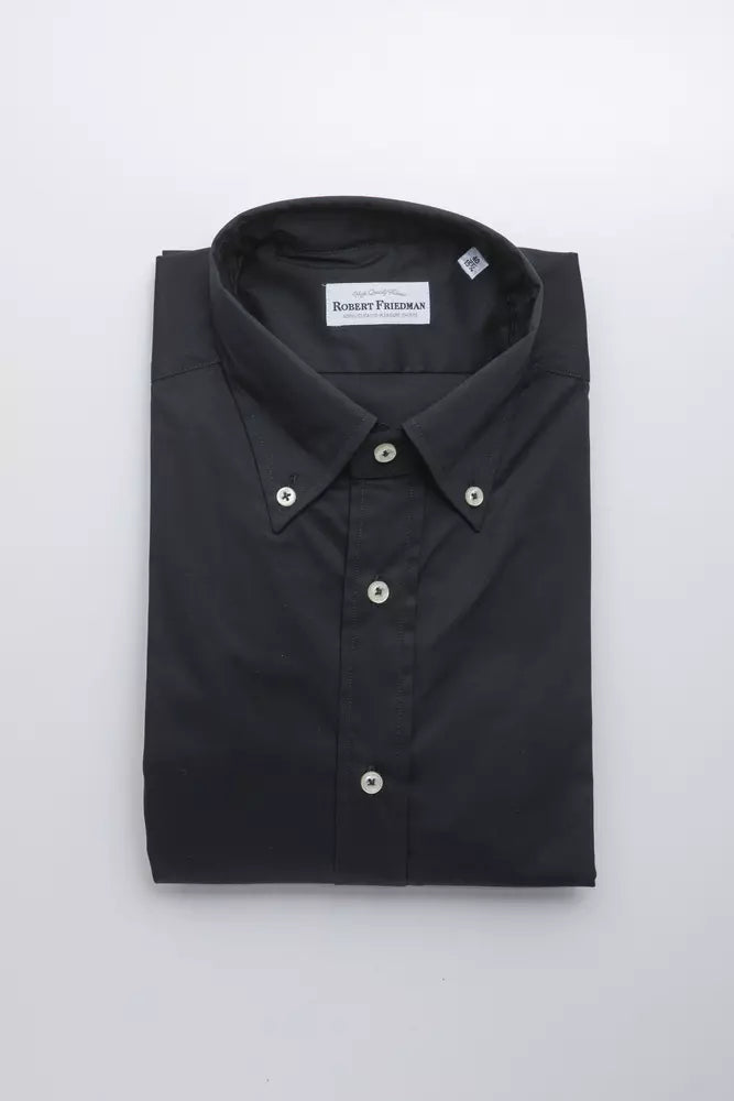 Robert Friedman Black Cotton Men Shirt Robert Friedman