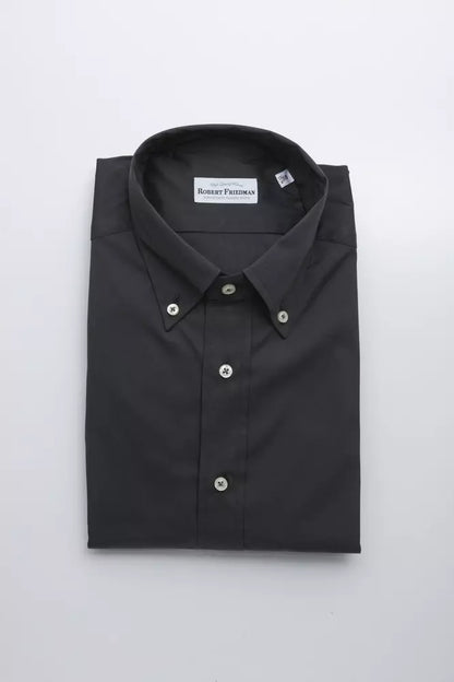 Robert Friedman Gray Cotton Men Shirt Robert Friedman