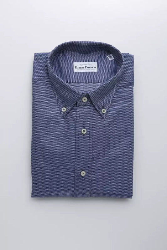 Robert Friedman Blue Cotton Men Shirt Robert Friedman