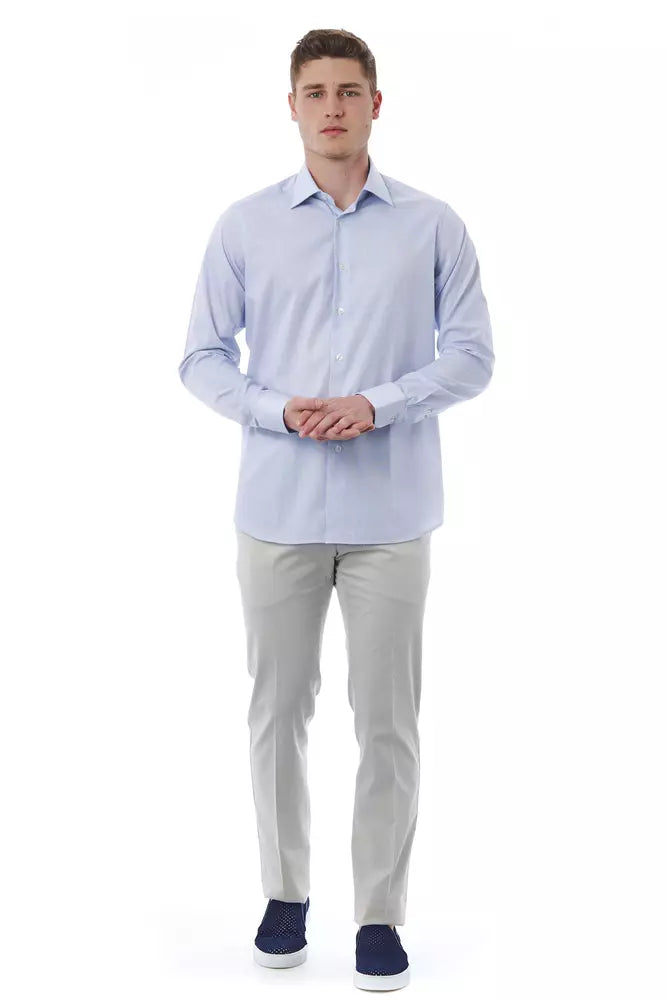 Bagutta Light Blue Cotton Men Shirt Bagutta