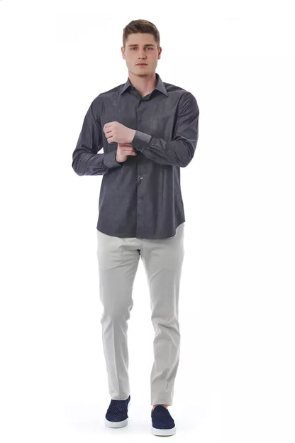 Bagutta Gray Cotton Men Shirt Bagutta