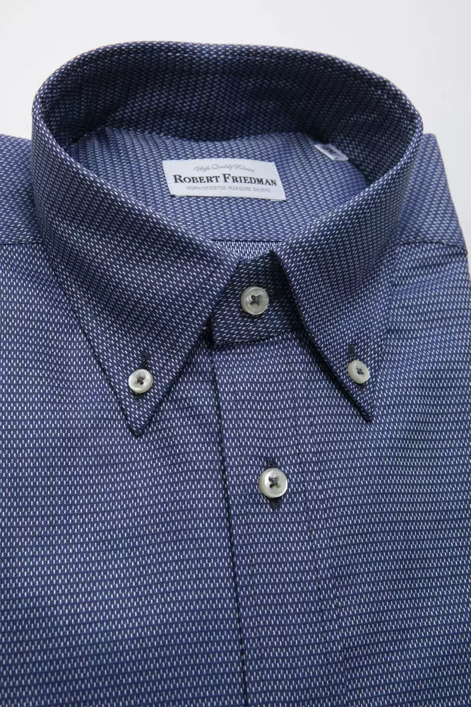 Robert Friedman Blue Cotton Men Shirt Robert Friedman