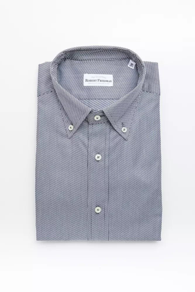 Robert Friedman Blue Cotton Men Shirt Robert Friedman