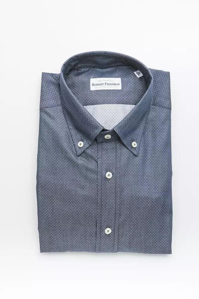 Robert Friedman Blue Cotton Men Shirt Robert Friedman