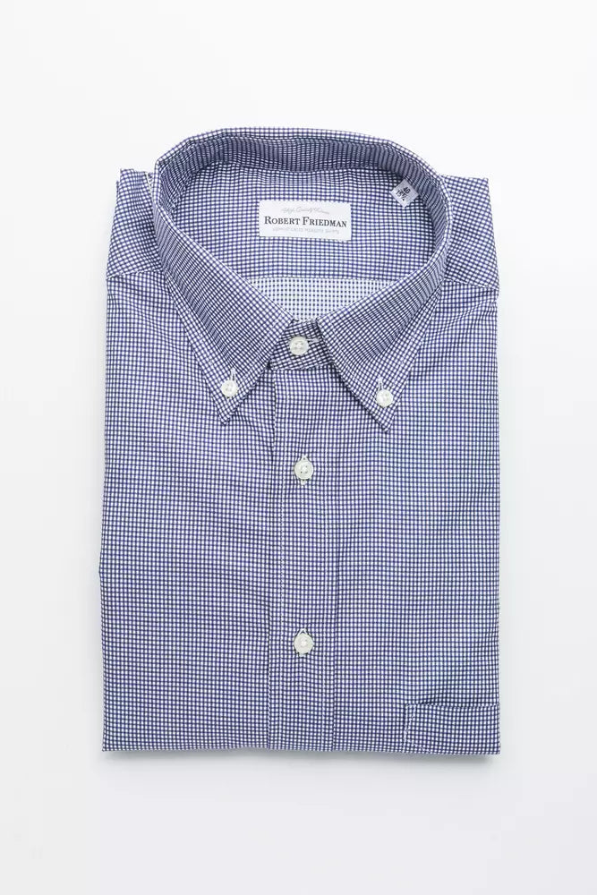 Robert Friedman Blue Cotton Men Shirt Robert Friedman