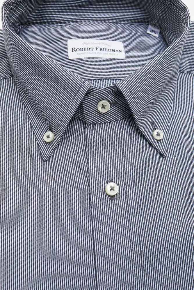 Robert Friedman Blue Cotton Men Shirt Robert Friedman