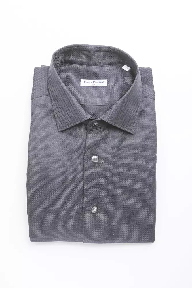 Robert Friedman Blue Cotton Men Shirt Robert Friedman