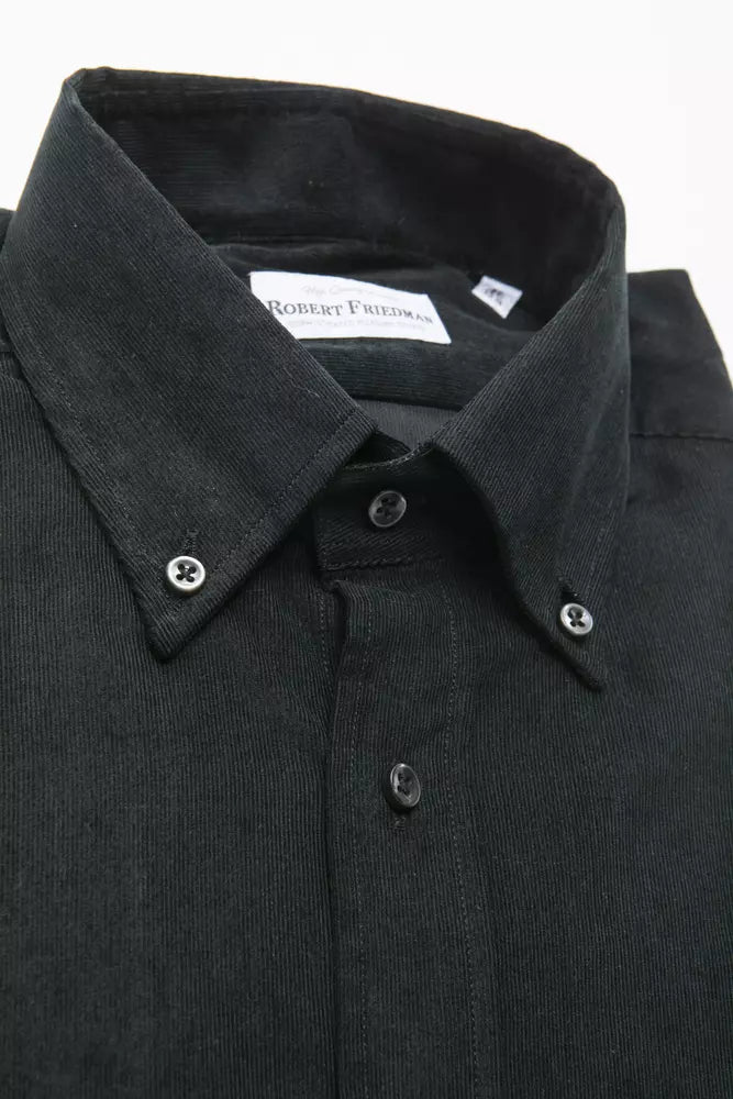 Robert Friedman Black Cotton Men Shirt Robert Friedman