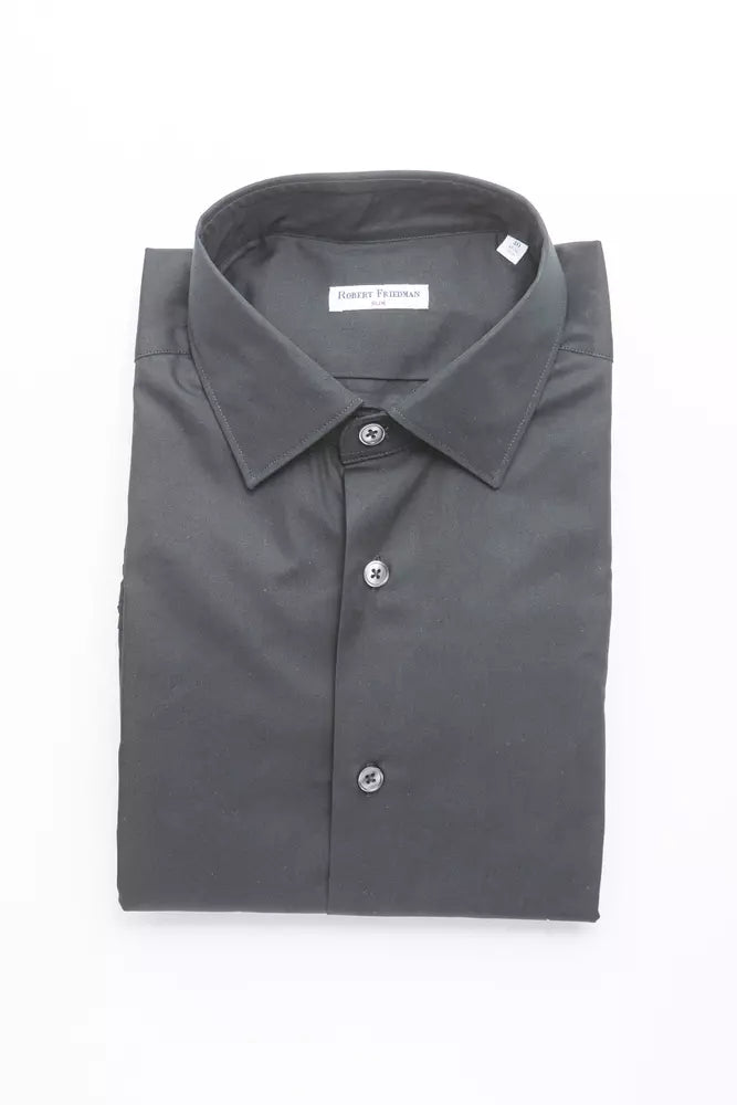 Robert Friedman Black Cotton Men's Shirt Robert Friedman