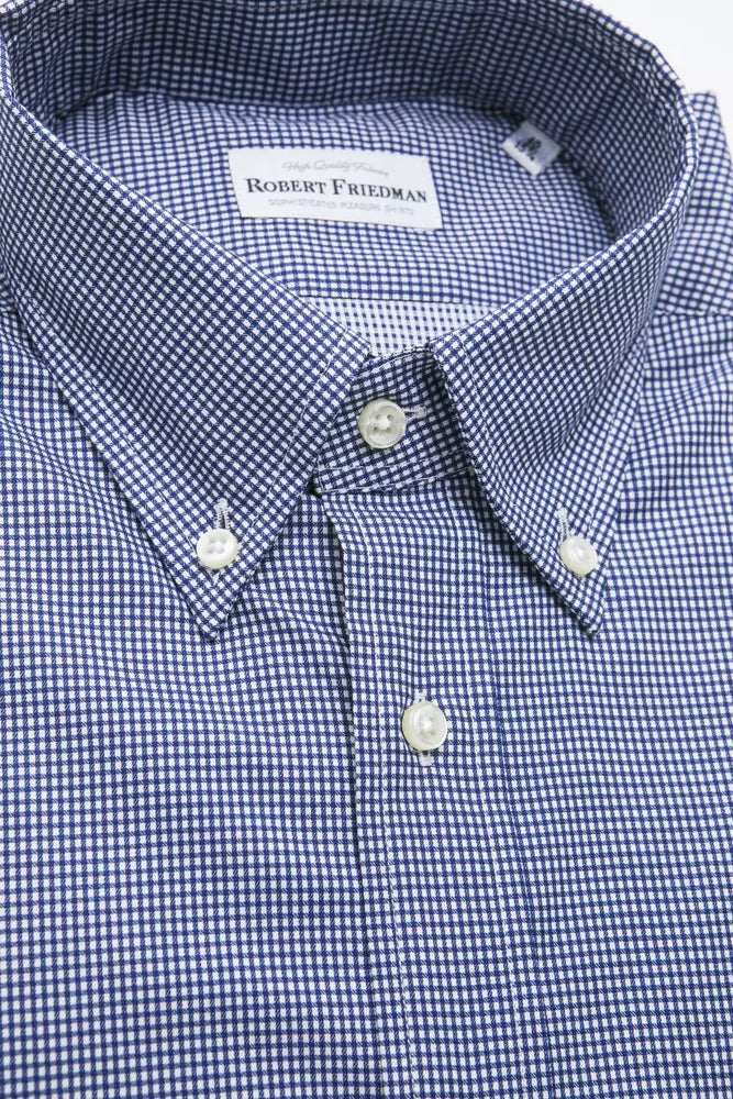 Robert Friedman Blue Cotton Men Shirt Robert Friedman