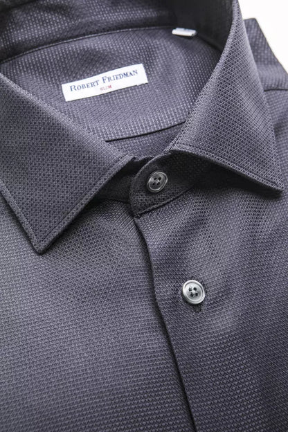 Robert Friedman Blue Cotton Men Shirt Robert Friedman