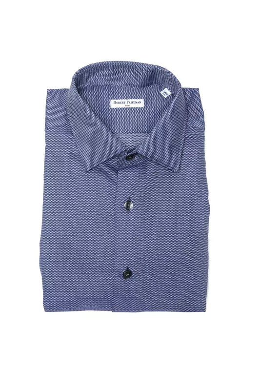 Robert Friedman Blue Cotton Men Shirt Robert Friedman