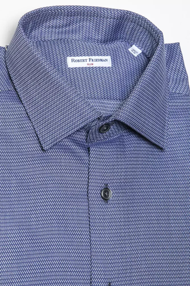 Robert Friedman Blue Cotton Men Shirt Robert Friedman