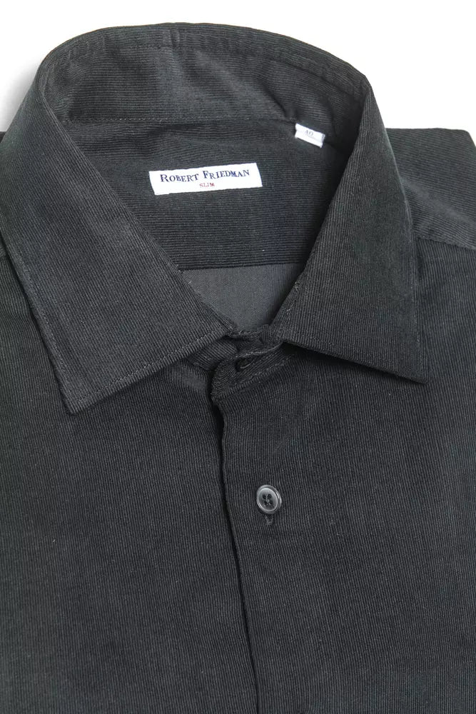 Robert Friedman Black Cotton Men Shirt Robert Friedman