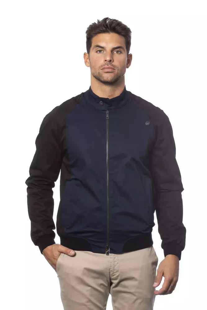 Verri Blue Cotton Men Bomber Jacket Verri