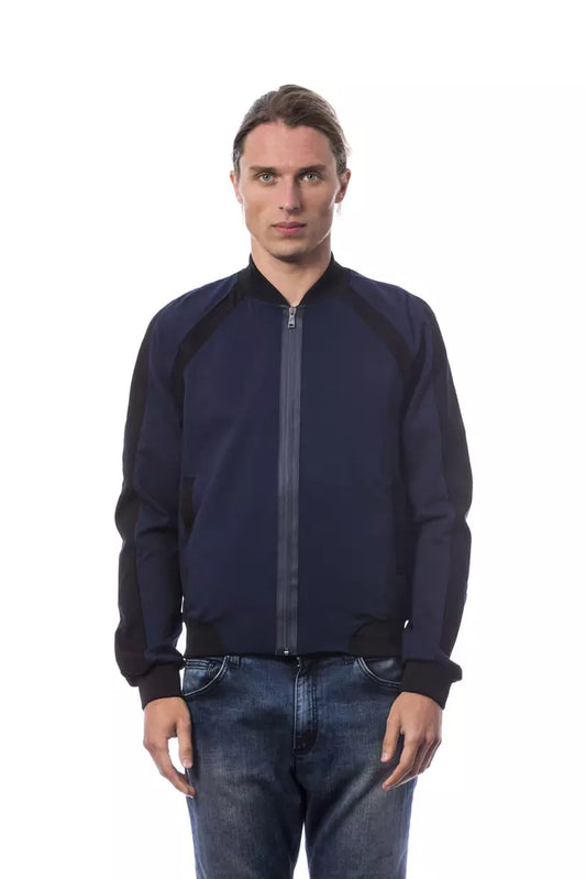 Verri Blue Viscose Men Bomber Jacket Verri