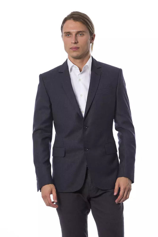 Verri Elegant Blue Wool Single-Breasted Blazer Verri