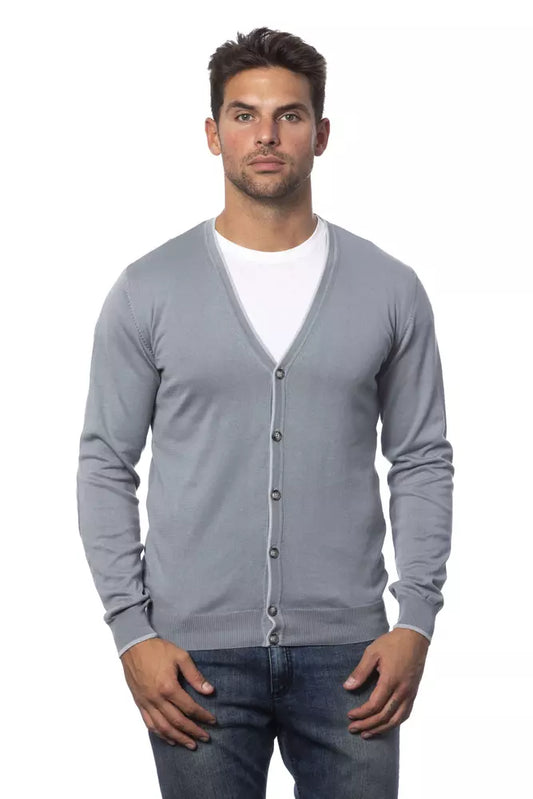 Verri Gray Cotton Men Cardigan Verri