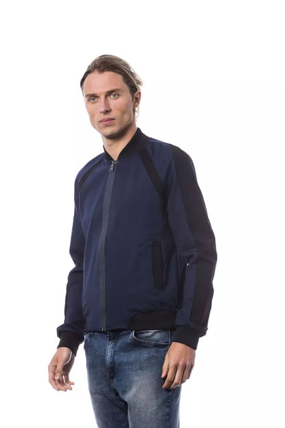 Verri Blue Viscose Men Bomber Jacket Verri