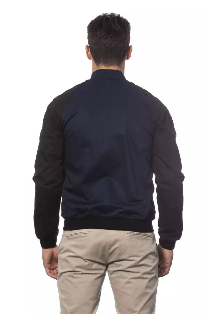 Verri Blue Cotton Men Bomber Jacket Verri