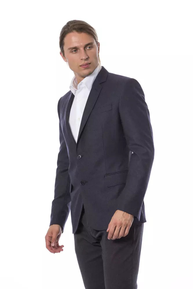 Verri Elegant Blue Wool Single-Breasted Blazer Verri