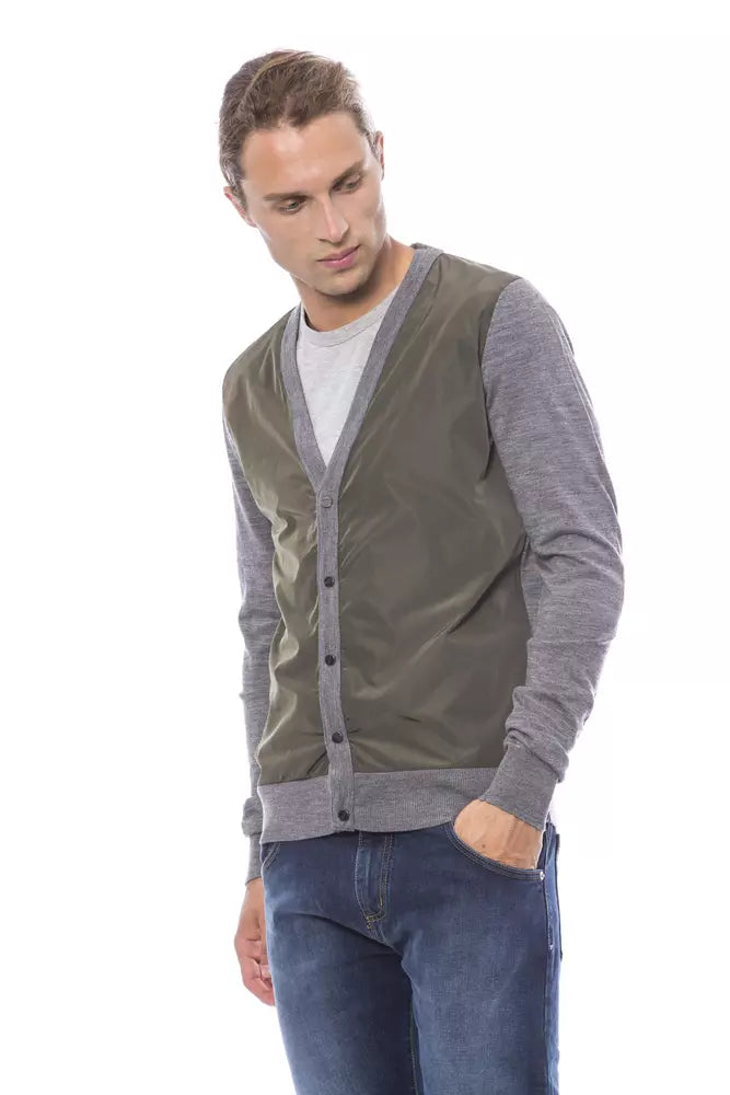 Verri Gray Wool Men Cardigan Verri